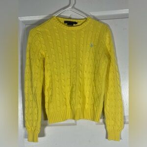 RALPH LAUREN CABLE-KNIT COTTON SWEATER Yellow size S